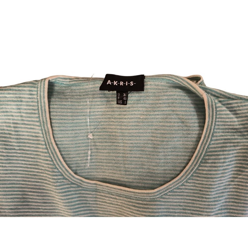 AKRIS Silk Cotton Blend Pullover Short Sleeve Round Neck Knit Blouse Size US 8 - Picture 6 of 6